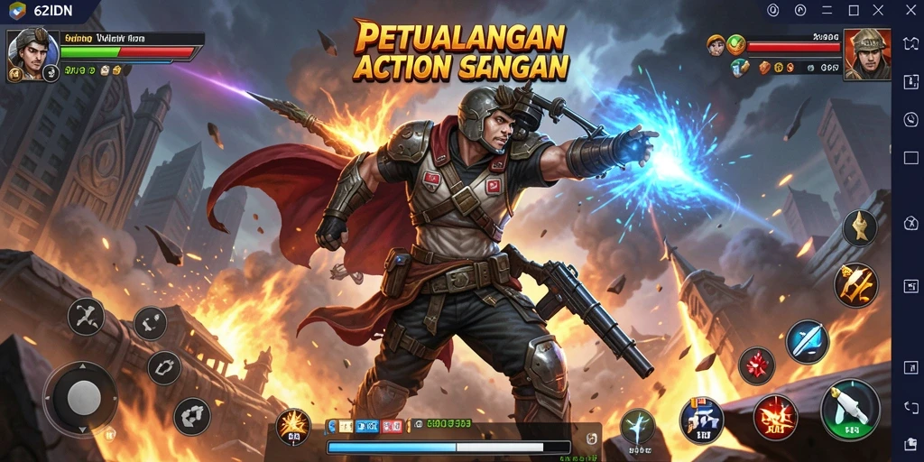 Screenshot menampilkan aksi mendebarkan dari gameplay 62IDN.