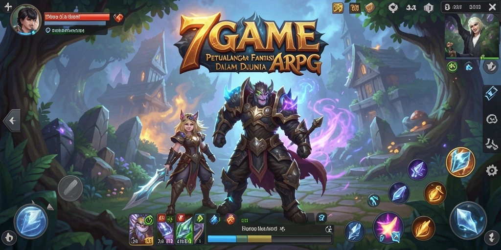 Screenshot gameplay ARPG 7GAME menampilkan aksi pertarungan epik dan karakter yang menakjubkan.