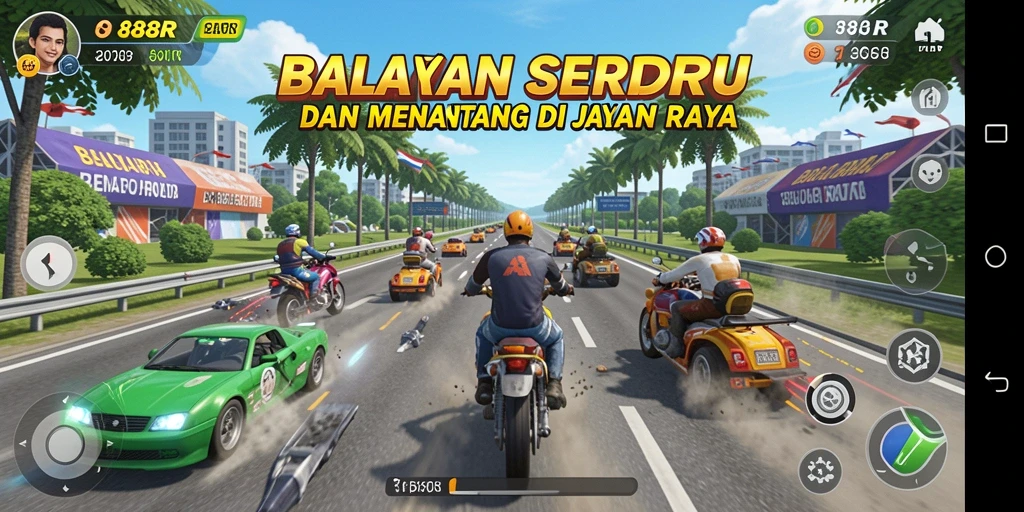 Tampilan gameplay Racing yang seru dan mendebarkan.
