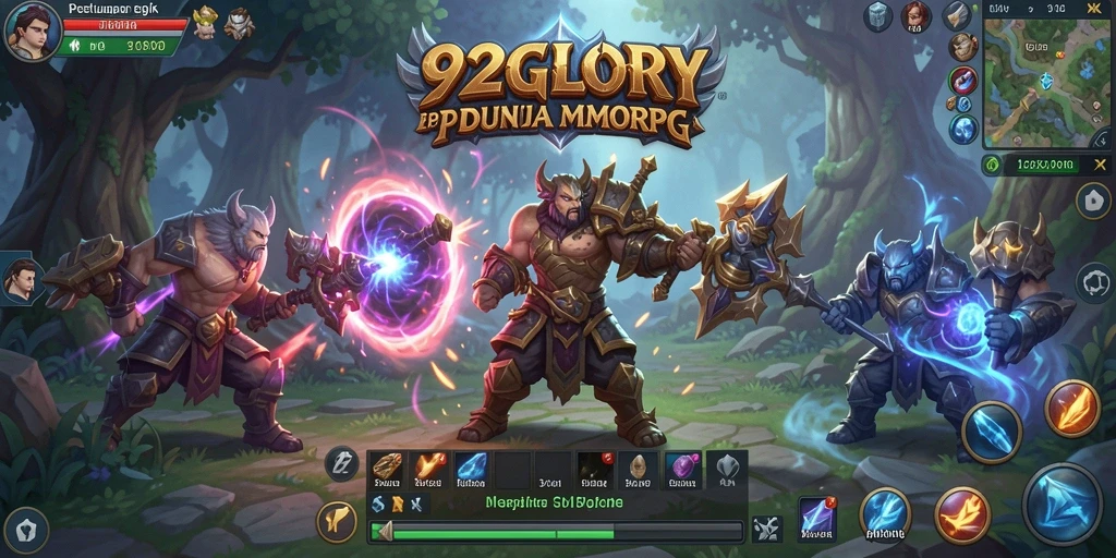 Tangkapan layar yang menampilkan pertarungan dinamis di dunia <strong>92GLORY</strong>.