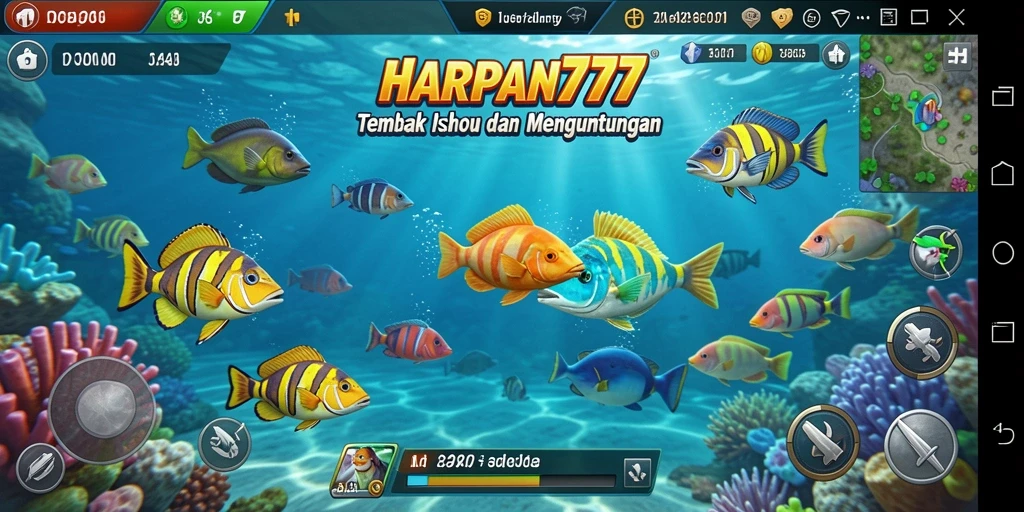 Tampilan gameplay Tembak Ikan yang seru dan berwarna.