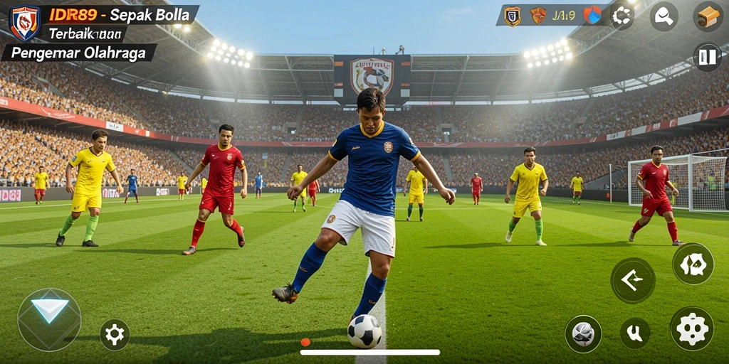 Tampilan menarik gameplay sepak bola yang menegangkan.