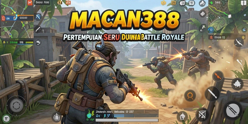 Tampilan gameplay seru dalam MACAN388, menunjukkan aksi Battle Royale yang intens.