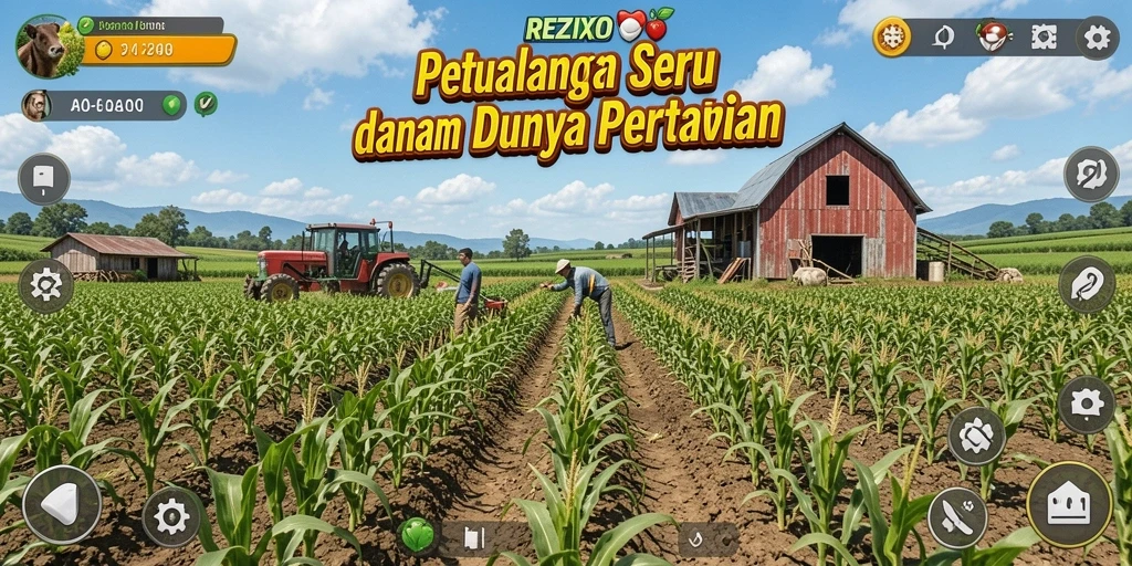 Tampilan gameplay REZIXO yang menarik dan seru dalam dunia pertanian.
