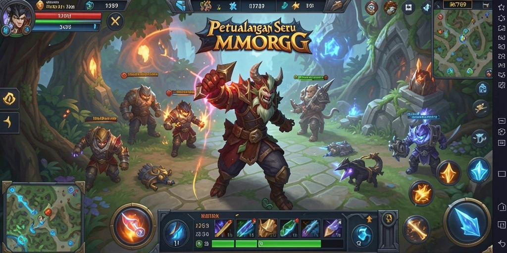 Screenshot gameplay <strong>RR789</strong> menampilkan pertempuran epik di dunia MMORPG.